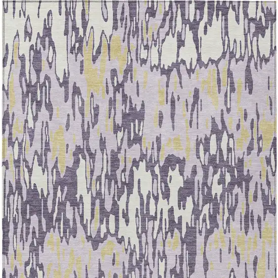 Purple Gold And Ivory Striped Washable Indoor Outdoor Area Rug Photo 7