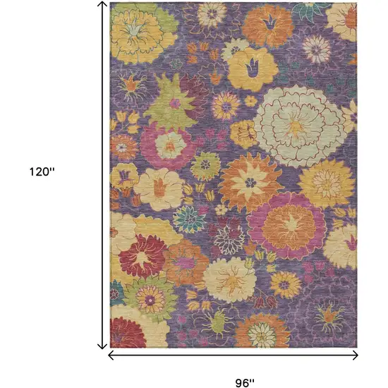 Purple Gold And Pink Floral Washable Indoor Outdoor Area Rug Photo 3