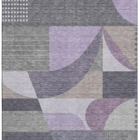 Purple Gray And Beige Geometric Washable Area Rug With UV Protection Photo 2