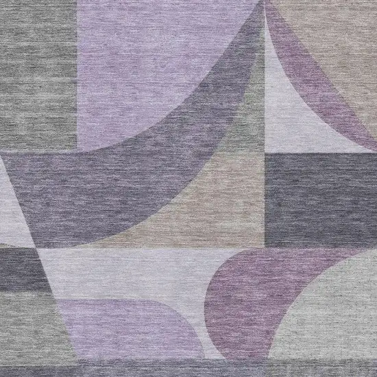 Purple Gray And Beige Geometric Washable Area Rug With UV Protection Photo 2