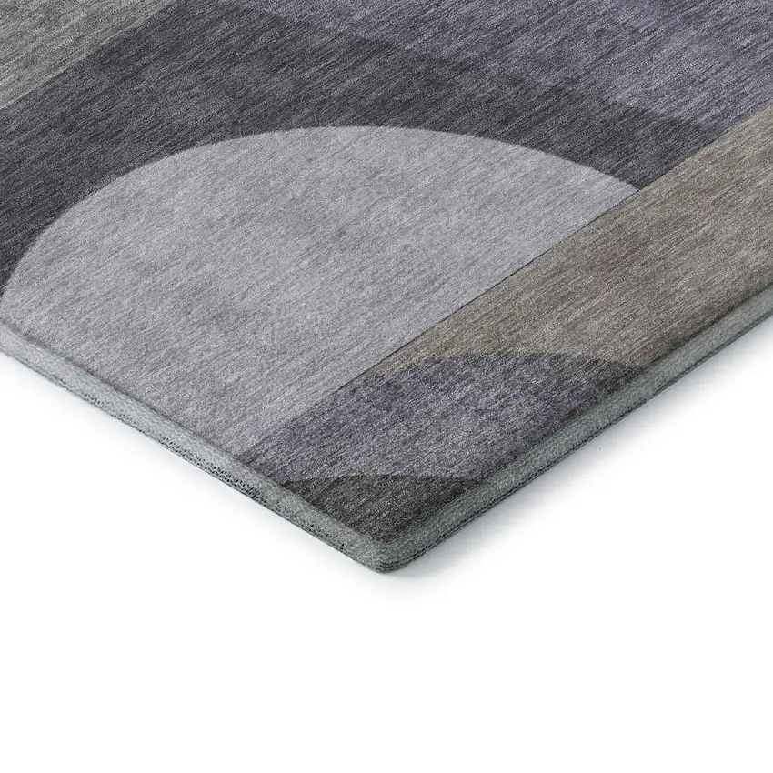 Purple Gray And Beige Geometric Washable Area Rug With UV Protection Photo 7