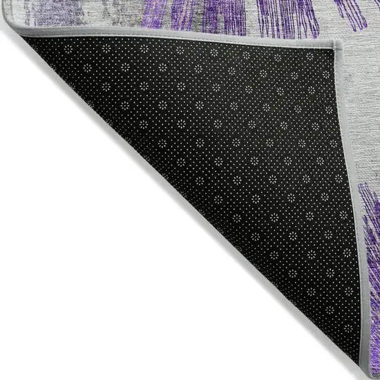Purple Gray And Charcoal Abstract Washable Indoor Outdoor Area Rug Photo 4