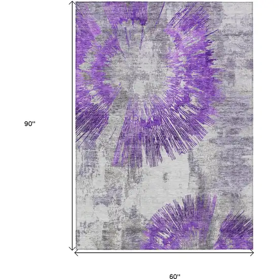 Purple Gray And Charcoal Abstract Washable Indoor Outdoor Area Rug Photo 3