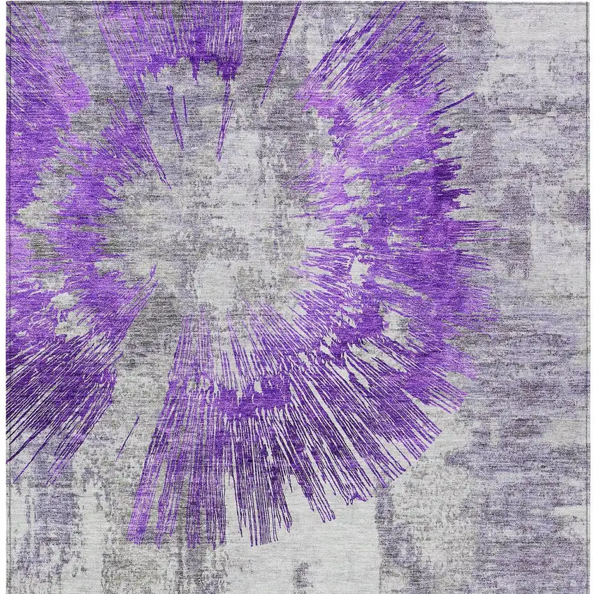 Purple Gray And Charcoal Abstract Washable Indoor Outdoor Area Rug Photo 7