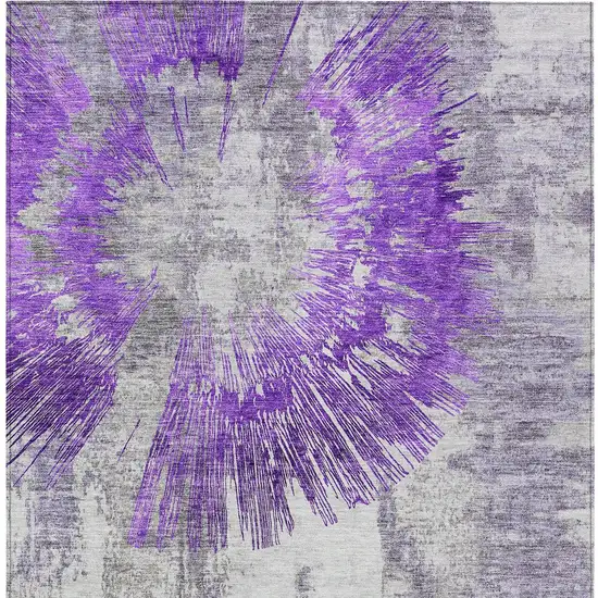 Purple Gray And Charcoal Abstract Washable Indoor Outdoor Area Rug Photo 7