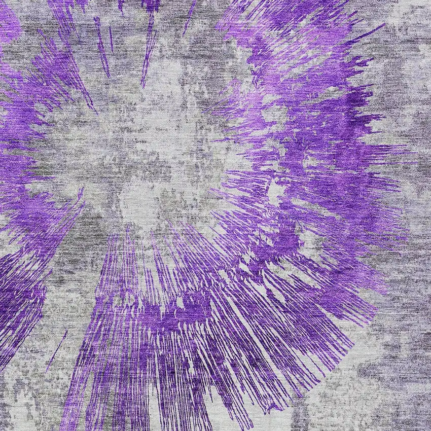 Purple Gray And Charcoal Abstract Washable Indoor Outdoor Area Rug Photo 6