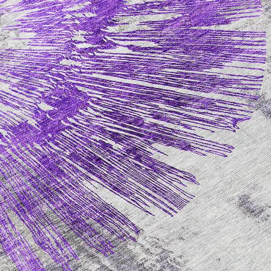 Purple Gray And Charcoal Abstract Washable Indoor Outdoor Area Rug Photo 3