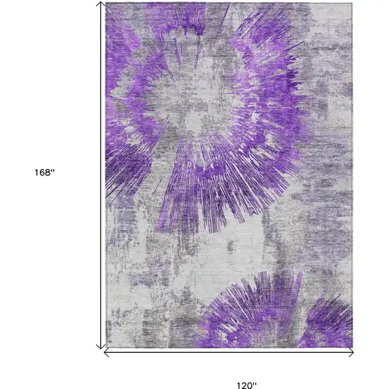 Purple Gray And Charcoal Abstract Washable Indoor Outdoor Area Rug Photo 9