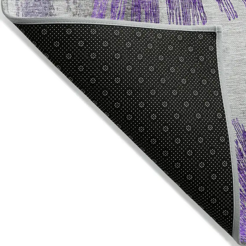 Purple Gray And Charcoal Abstract Washable Indoor Outdoor Area Rug Photo 4
