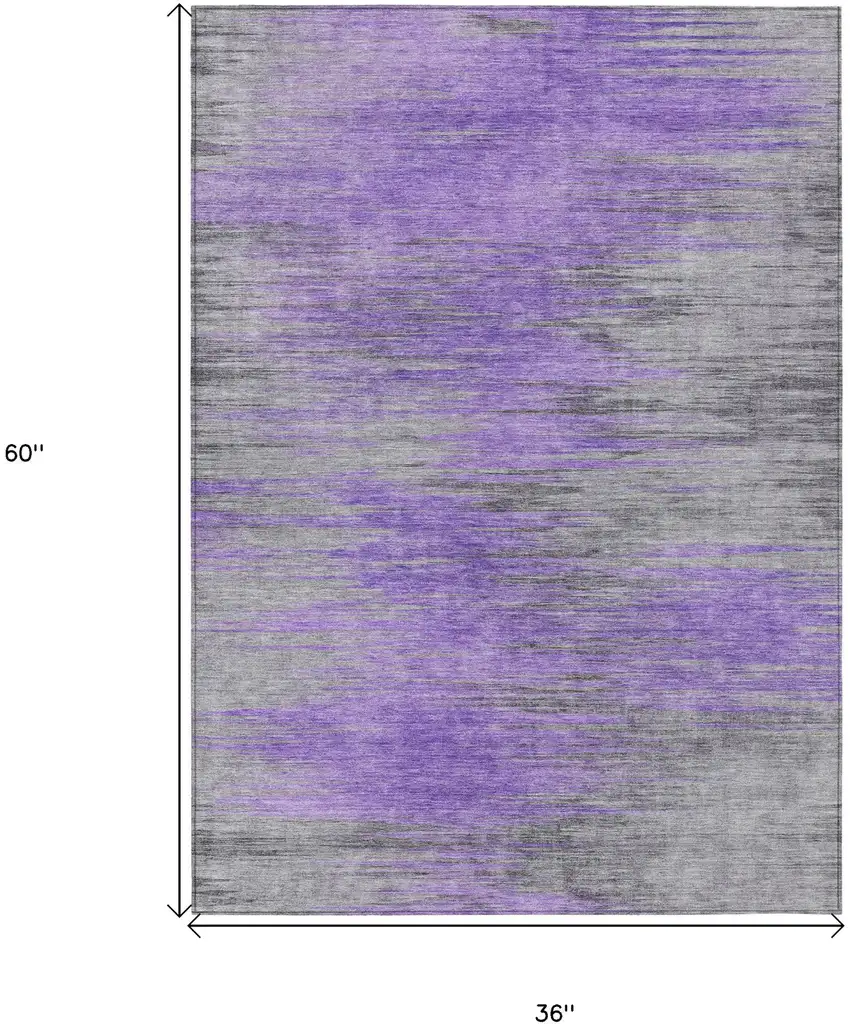 Purple Gray And Charcoal Abstract Washable Indoor Outdoor Area Rug Photo 7