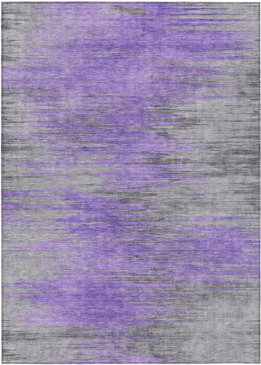 Purple Gray And Charcoal Abstract Washable Indoor Outdoor Area Rug Photo 2