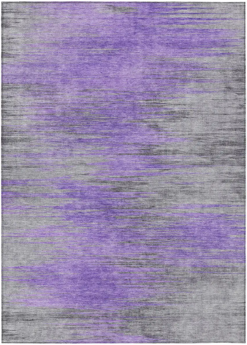 Purple Gray And Charcoal Abstract Washable Indoor Outdoor Area Rug Photo 2