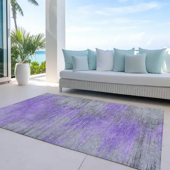 Purple Gray And Charcoal Abstract Washable Indoor Outdoor Area Rug Photo 8
