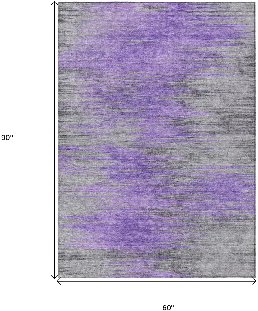 Purple Gray And Charcoal Abstract Washable Indoor Outdoor Area Rug Photo 3