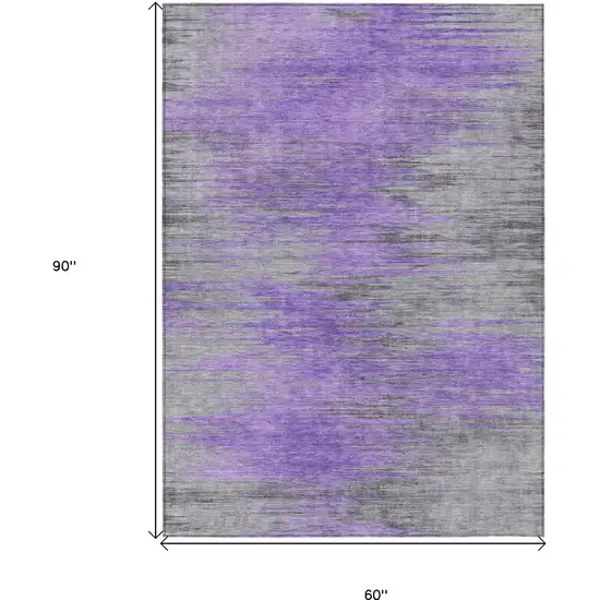 Purple Gray And Charcoal Abstract Washable Indoor Outdoor Area Rug Photo 3