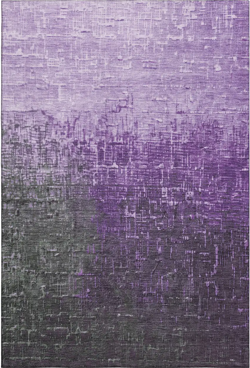 Purple Gray And Charcoal Ombre Washable Area Rug With UV Protection Photo 1