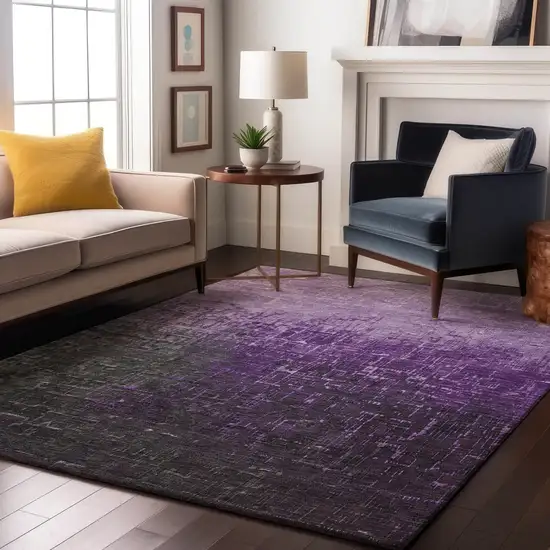 Purple Gray And Charcoal Ombre Washable Area Rug With UV Protection Photo 4