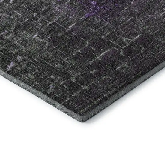 Purple Gray And Charcoal Ombre Washable Area Rug With UV Protection Photo 7