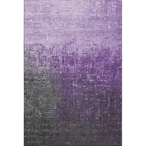 Photo of Purple Gray And Charcoal Ombre Washable Area Rug With UV Protection