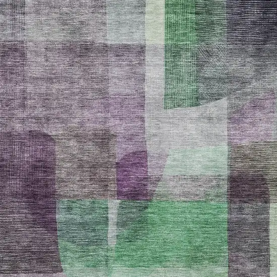 Purple Gray And Green Abstract Washable Indoor Outdoor Area Rug Photo 5