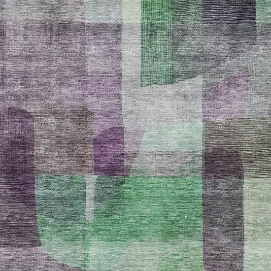Purple Gray And Green Abstract Washable Indoor Outdoor Area Rug Photo 5