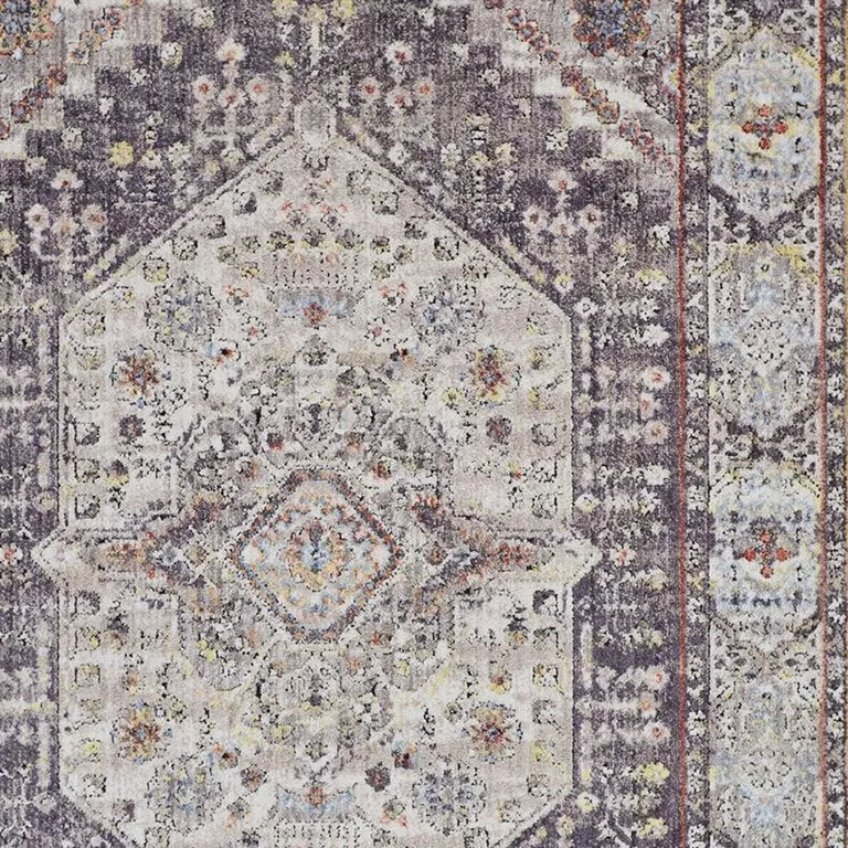 Purple Gray And Ivory Abstract Stain Resistant Area Rug Photo 3