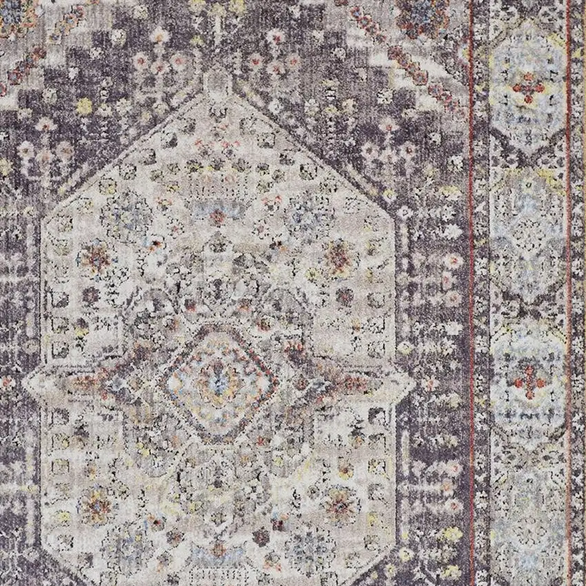 Purple Gray And Ivory Abstract Stain Resistant Area Rug Photo 3