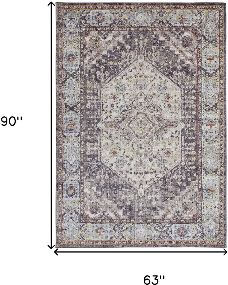 Purple Gray And Ivory Abstract Stain Resistant Area Rug Photo 4