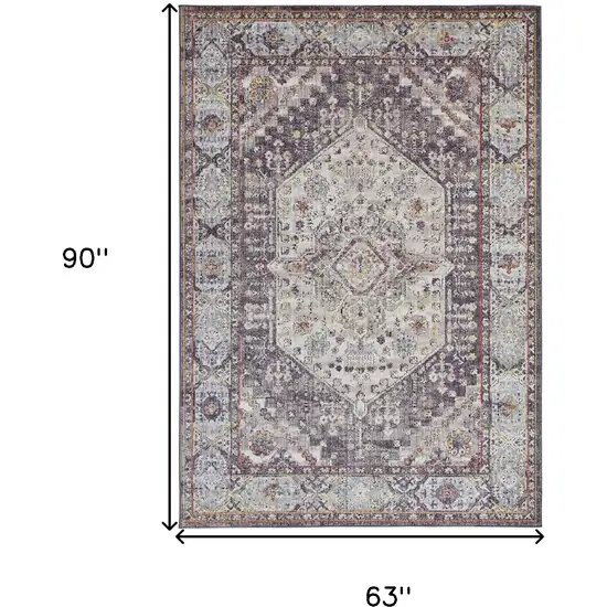 Purple Gray And Ivory Abstract Stain Resistant Area Rug Photo 4