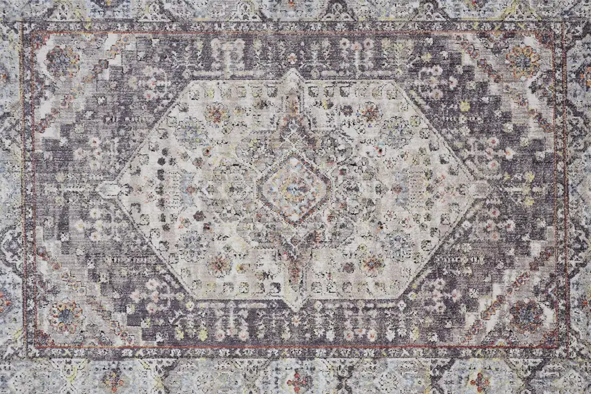 Purple Gray And Ivory Abstract Stain Resistant Area Rug Photo 8
