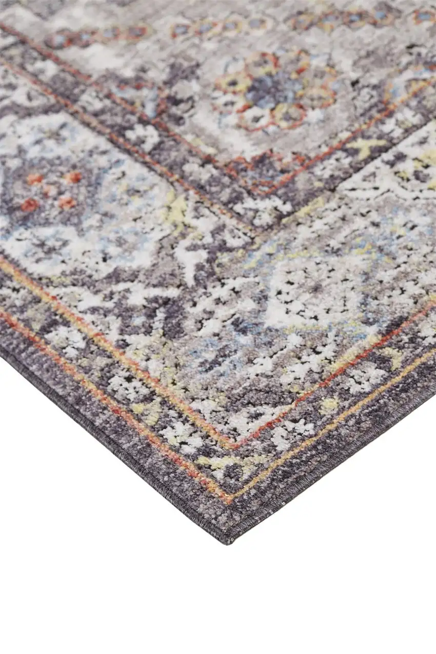 Purple Gray And Ivory Abstract Stain Resistant Area Rug Photo 6