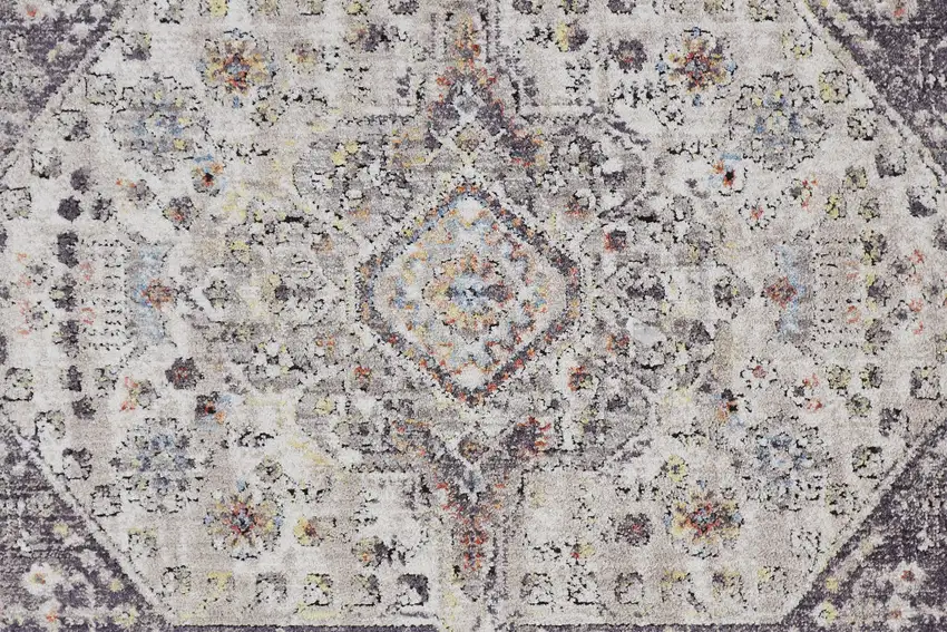 Purple Gray And Ivory Abstract Stain Resistant Area Rug Photo 7