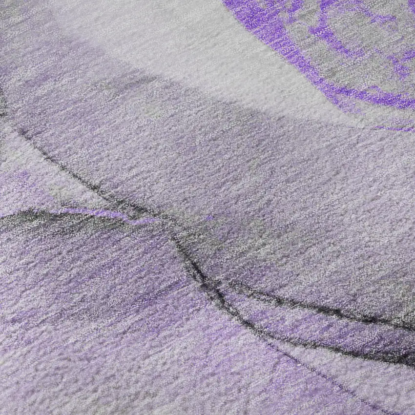 Purple Gray And Ivory Abstract Washable Area Rug With UV Protection Photo 3