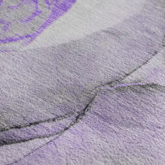 Purple Gray And Ivory Abstract Washable Area Rug With UV Protection Photo 4