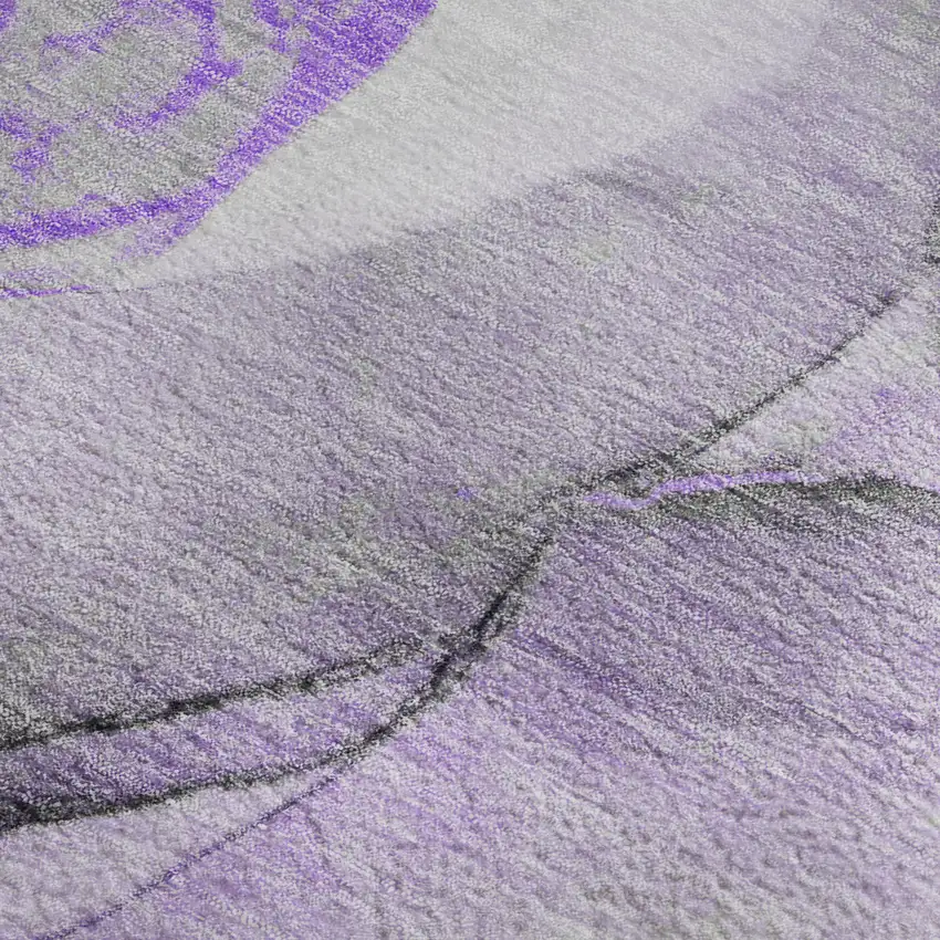 Purple Gray And Ivory Abstract Washable Area Rug With UV Protection Photo 4