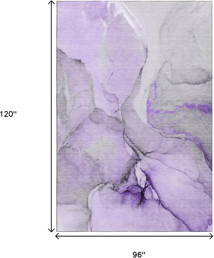 Purple Gray And Ivory Abstract Washable Area Rug With UV Protection Photo 6