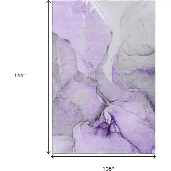 Purple Gray And Ivory Abstract Washable Area Rug With UV Protection Photo 8