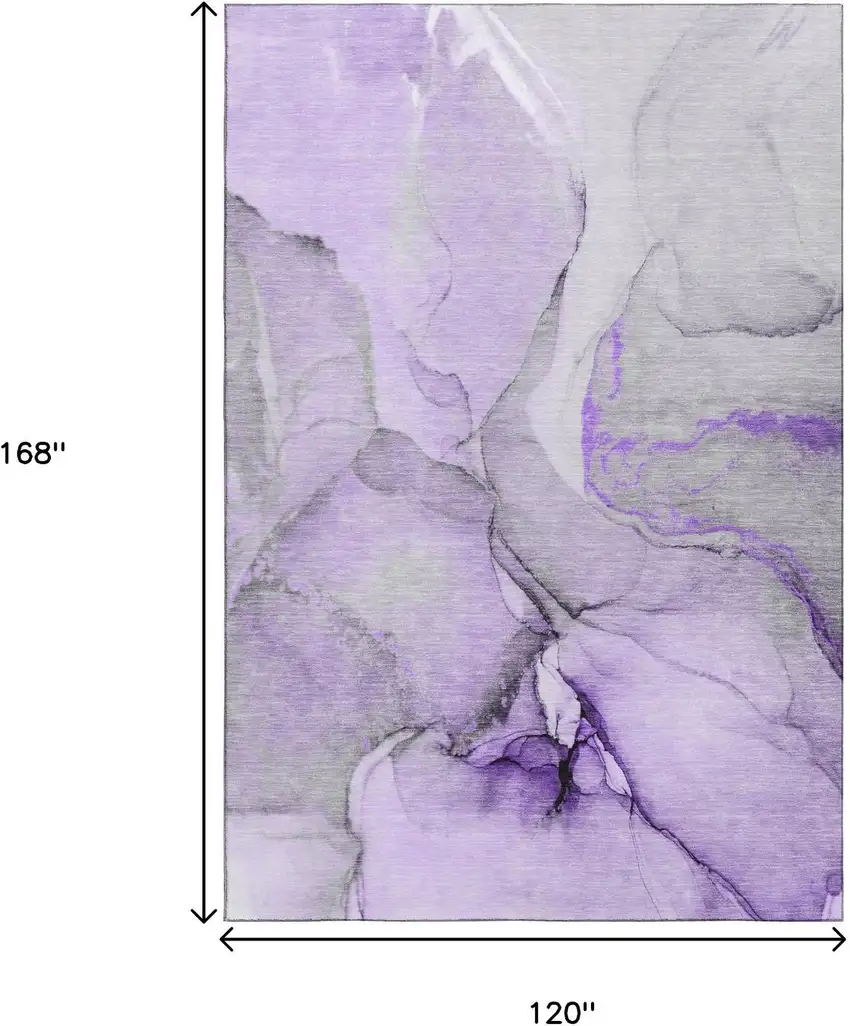 Purple Gray And Ivory Abstract Washable Area Rug With UV Protection Photo 7