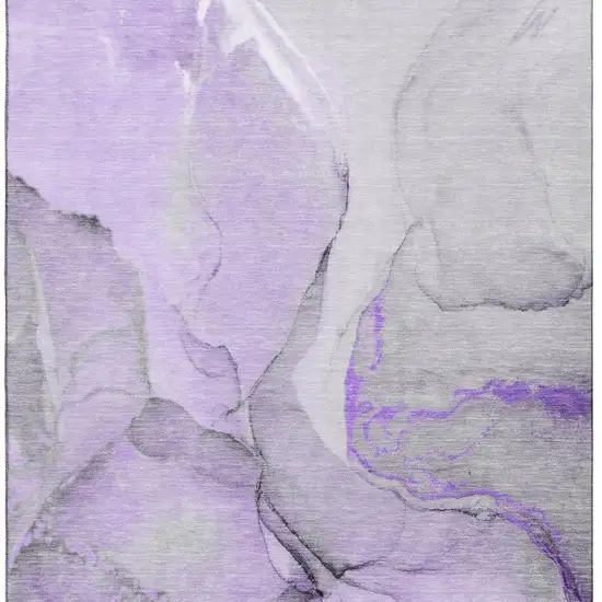 Purple Gray And Ivory Abstract Washable Area Rug With UV Protection Photo 8