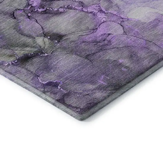 Purple Gray And Ivory Abstract Washable Area Rug With UV Protection Photo 8