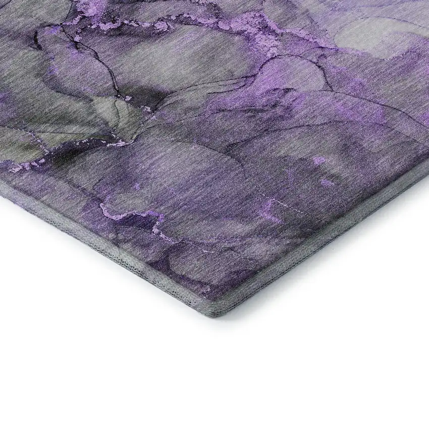 Purple Gray And Ivory Abstract Washable Area Rug With UV Protection Photo 8