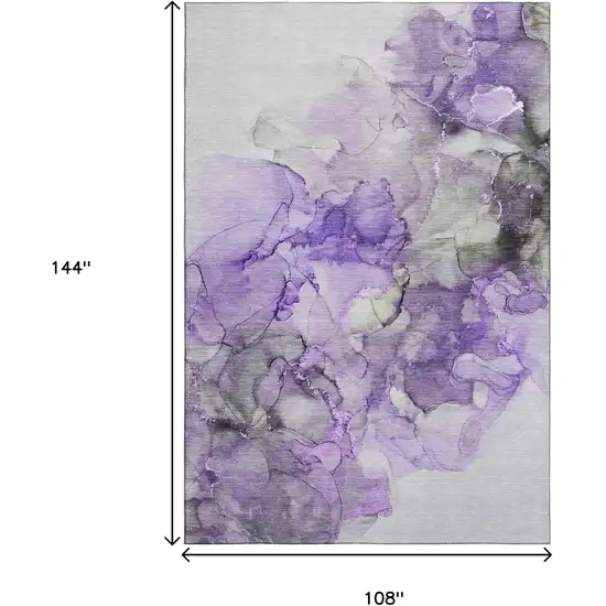Purple Gray And Ivory Abstract Washable Area Rug With UV Protection Photo 3