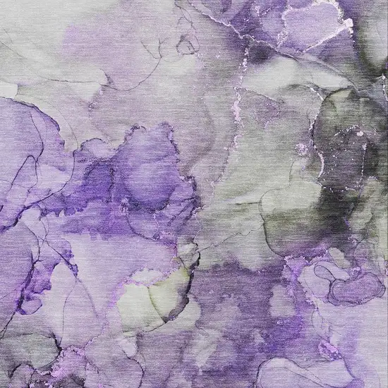 Purple Gray And Ivory Abstract Washable Area Rug With UV Protection Photo 3