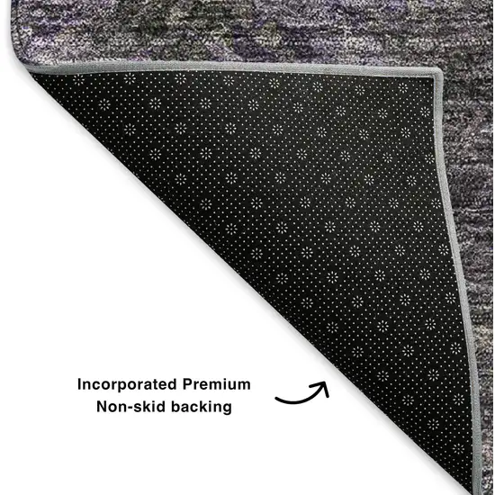 Purple Gray And Ivory Abstract Washable Area Rug With UV Protection Photo 7