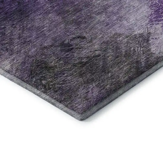 Purple Gray And Ivory Abstract Washable Area Rug With UV Protection Photo 9