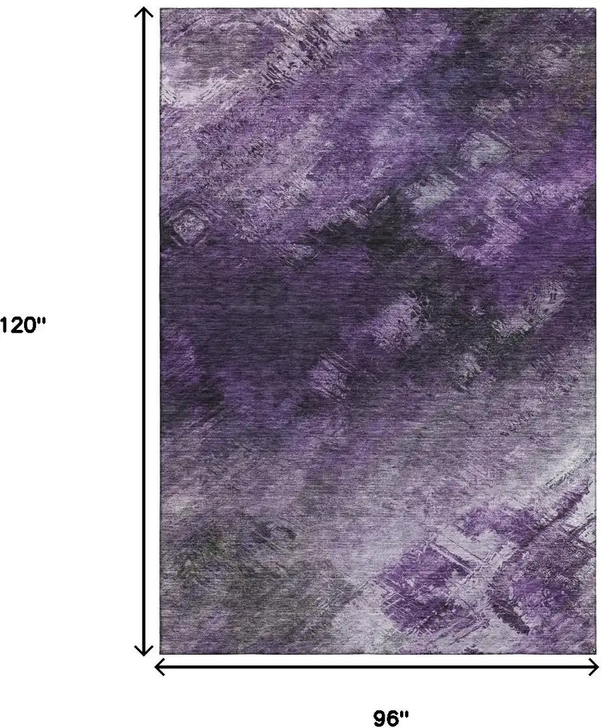 Purple Gray And Ivory Abstract Washable Area Rug With UV Protection Photo 7