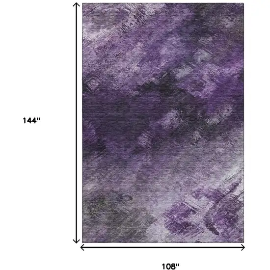 Purple Gray And Ivory Abstract Washable Area Rug With UV Protection Photo 6