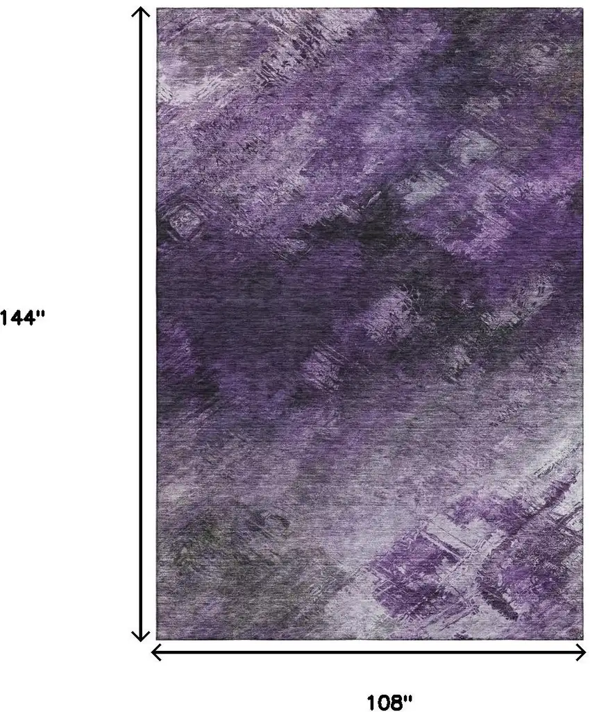 Purple Gray And Ivory Abstract Washable Area Rug With UV Protection Photo 6