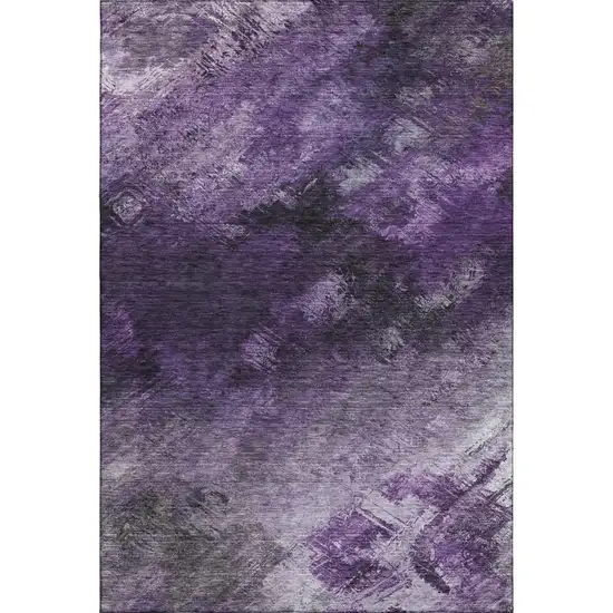 Purple Gray And Ivory Abstract Washable Area Rug With UV Protection Photo 1
