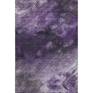 Photo of Purple Gray And Ivory Abstract Washable Area Rug With UV Protection